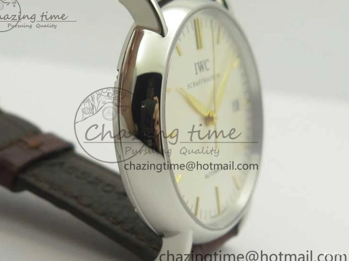 MIROTIME 0517 Portofino Automatic SS TWF 1:1 Best Edition Silver Dial Gold Markers on Brown Leather Strap A Bright 7203